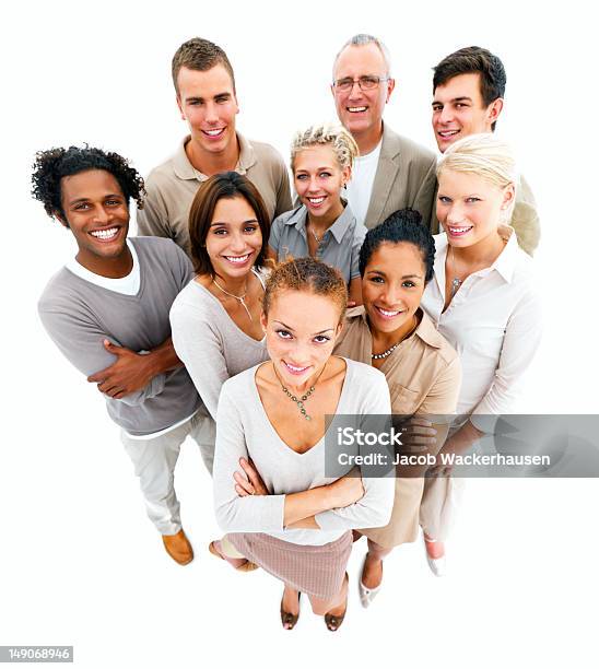 Colegas De Negocios De Pie Juntos Foto de stock y más banco de imágenes de Fondo blanco - Fondo blanco, Grupo multiétnico, Encuadre de cuerpo entero