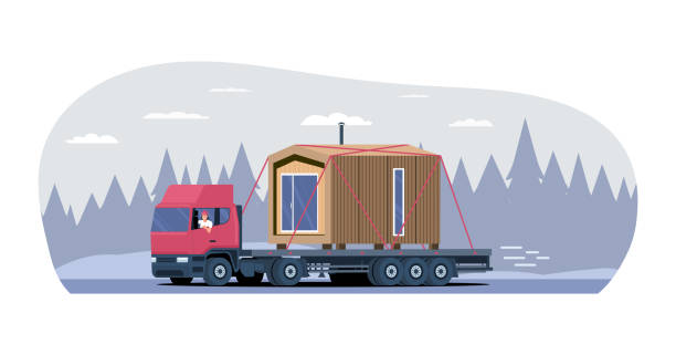 istock A big truck transports a ready-made modular house 1490690880