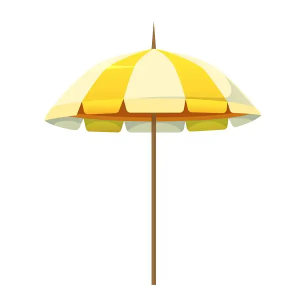 Vector illustration of Yellow beach umbrella. Vector illustration isolated on white.