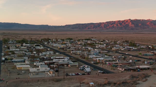 Drone Flying Over Bombay Beach Campgrounds