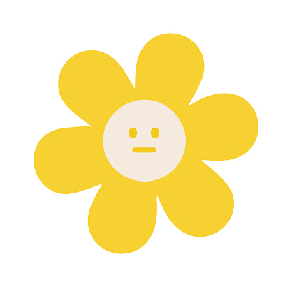 Flower Unemotional Character Vector Illustration