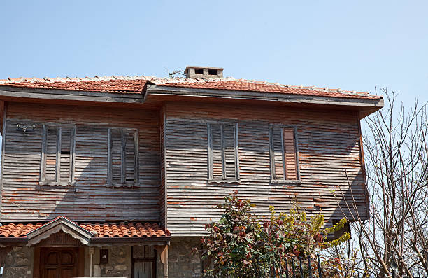 one old wooden house stock photo