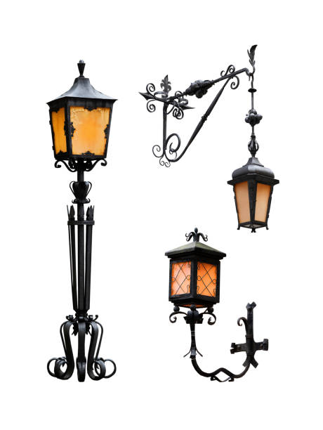 istock collage vintage street night lamp isolated on white background 1490704079