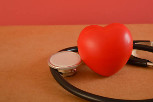 istock Stethoscope and red heart with copy space. Cardiology concept 1490704799