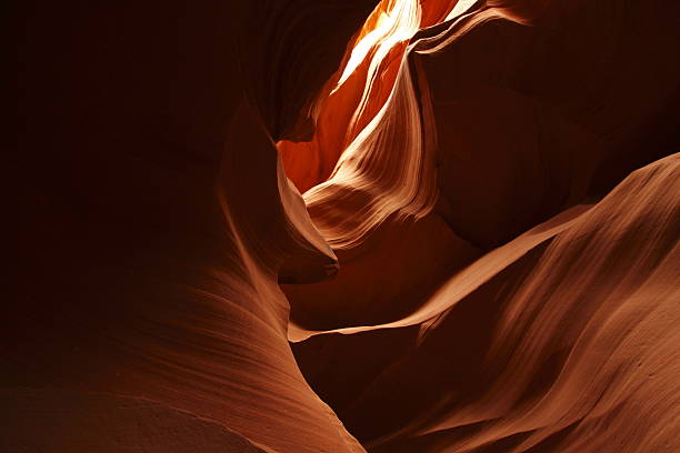 light and shadows in the slot canyon stock photo