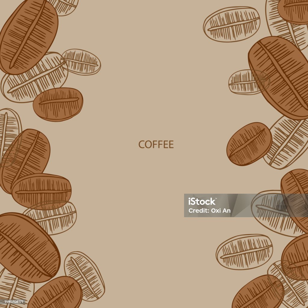 Template Dengan Kopi Latar Belakang Dengan Butiran Warna Kopi Ilustrasi
