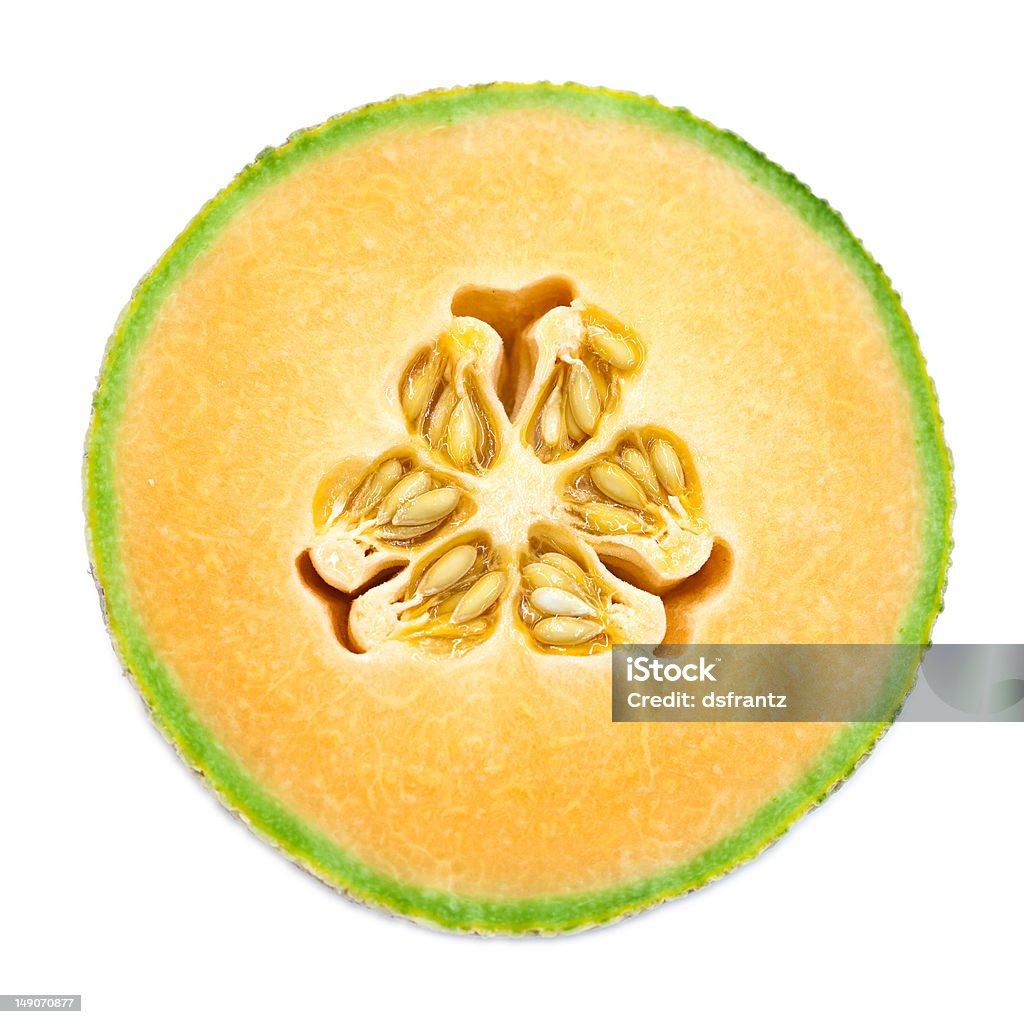 Inside a Fresh Cut Cantaloupe A halved cantaloupe melon 2000-2009 Stock Photo
