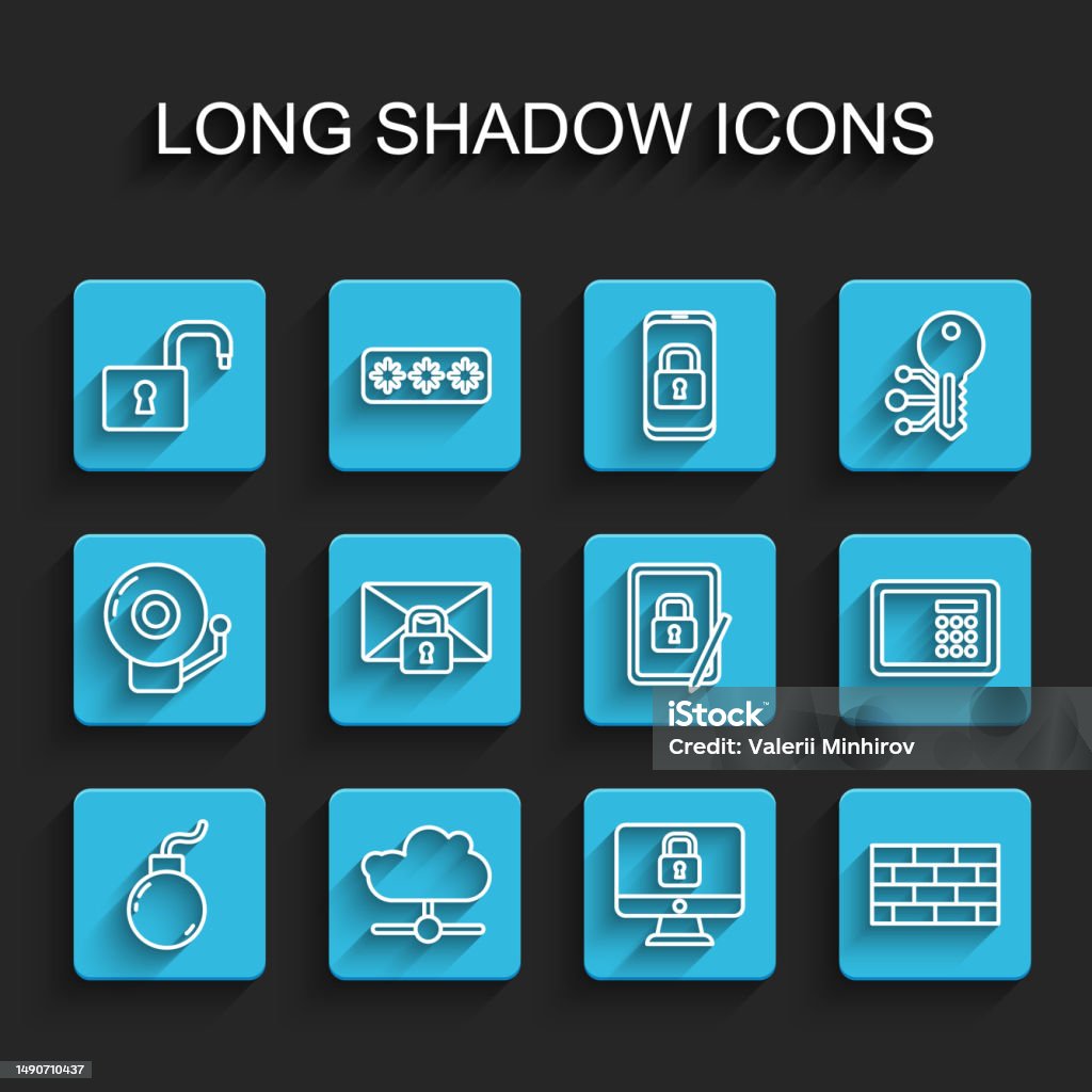 Exploding Padlock Set Line Bomb Ready To Explode Network Cloud Connection Open Padlock ...
