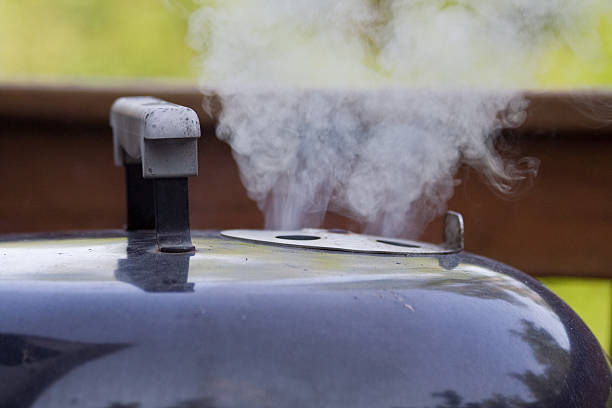 Smoke from a BBQ stock photo