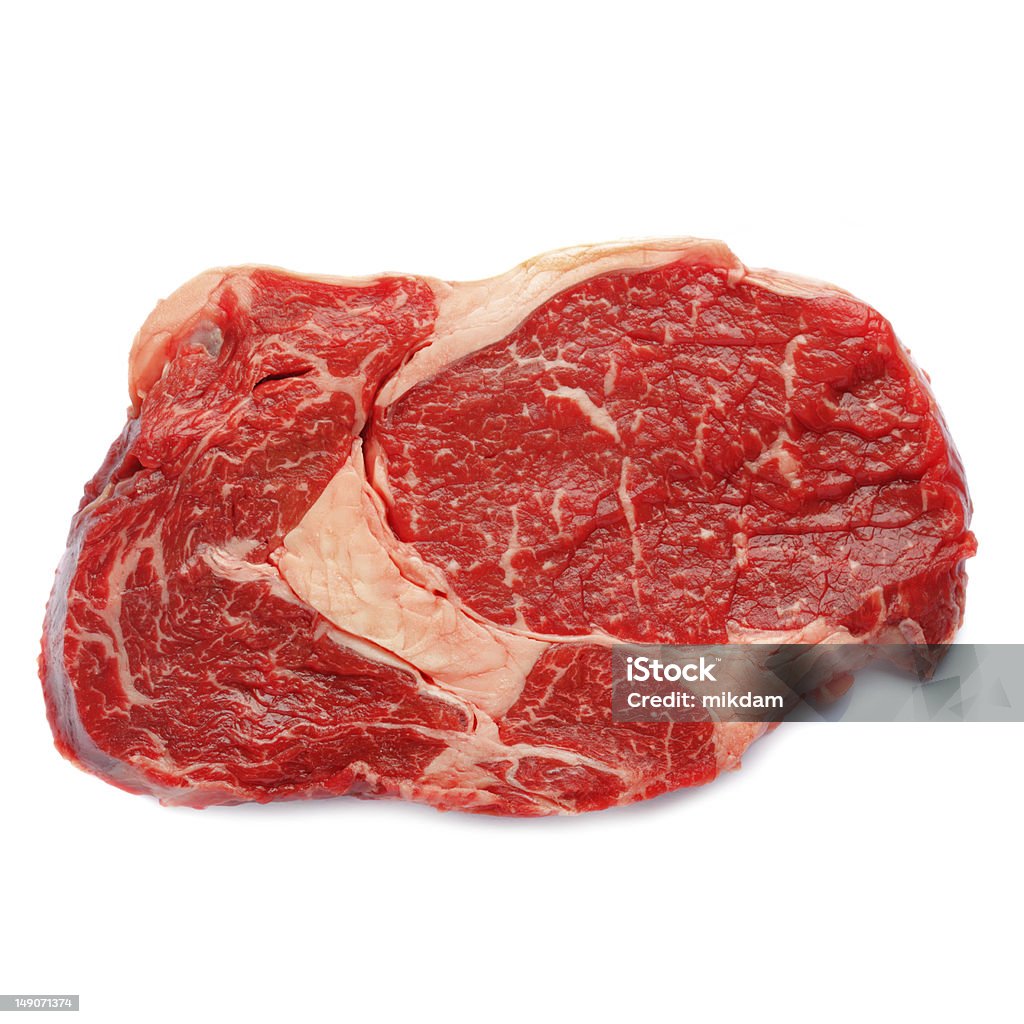 Foto de estúdio Close-up de fatia de carne crua em mármore - Foto de stock de Bife royalty-free