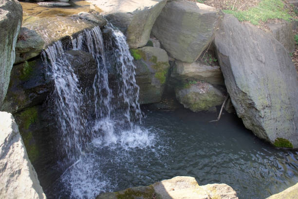 istock water pouring over an edge of stone in a rustic ravine in a small waterfall 1490715601