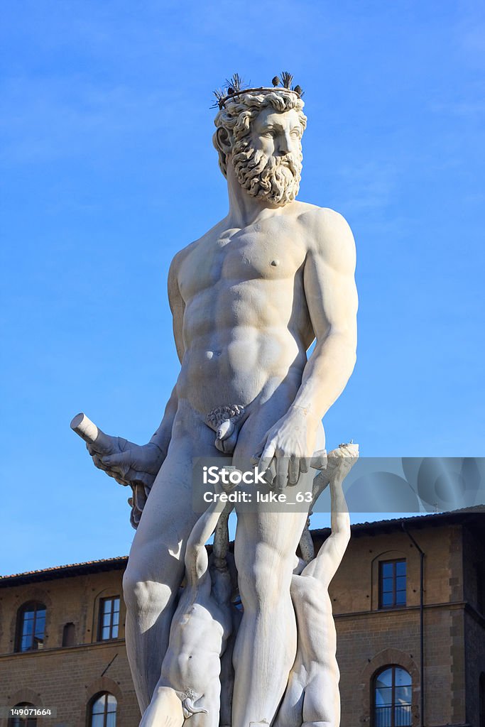 Statua из Nettuno -Florence Италия - Стоковые фото Микеланджело - Изобразительное искусство роялти-фри