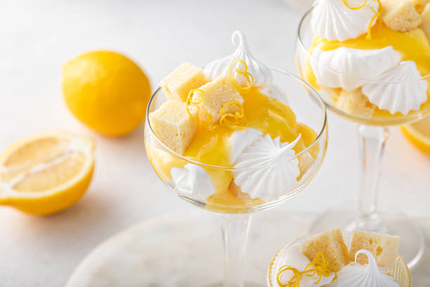 istock Lemon parfait with pound cake, lemon curd, whipped cream and meringue 1490717897