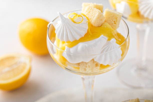 istock Lemon parfait with pound cake, lemon curd, whipped cream and meringue 1490717900