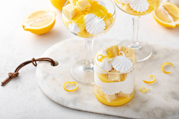 istock Lemon parfait with pound cake, lemon curd, whipped cream and meringue 1490717902