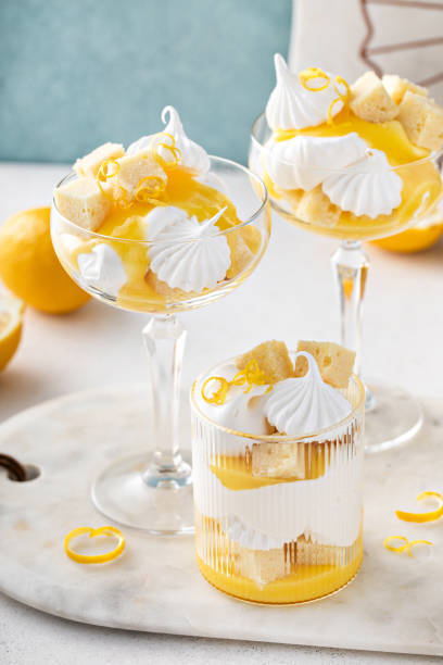 istock Lemon parfait with pound cake, lemon curd, whipped cream and meringue 1490717903