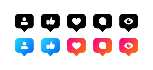 social media icons. flat, color, icons for social networks. vector icons. - manzaraya bakmak stock illustrations