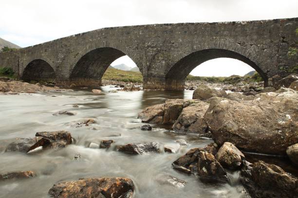 istock Close up shot of a bridge stretching over a running river 1490718868