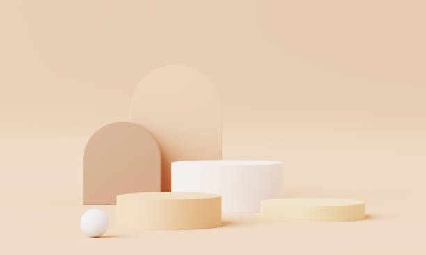 istock 3D Render, Minimal Realistic pastel Display Podium for Product Mock up or Cosmetics Presentation in colorful pastel Studio, Cylinder pedestal showcase scene, geometric shapes background. 1490719877