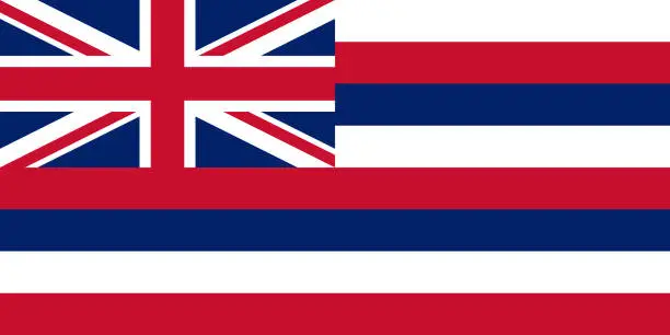 Vector illustration of Flag of the State of Hawaii. Official colors. Correct proportion