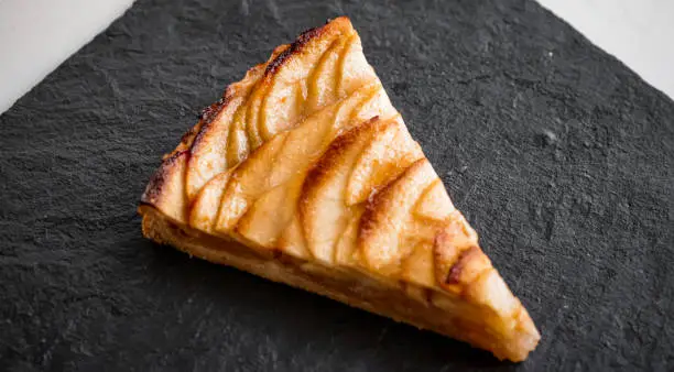 Dessert and bakery, slice of apple tart, close-up