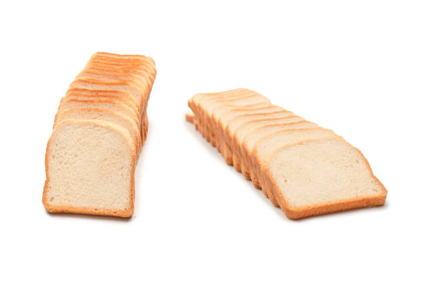 istock Delicious bread slices isolated on a white background, top view. 1490723144