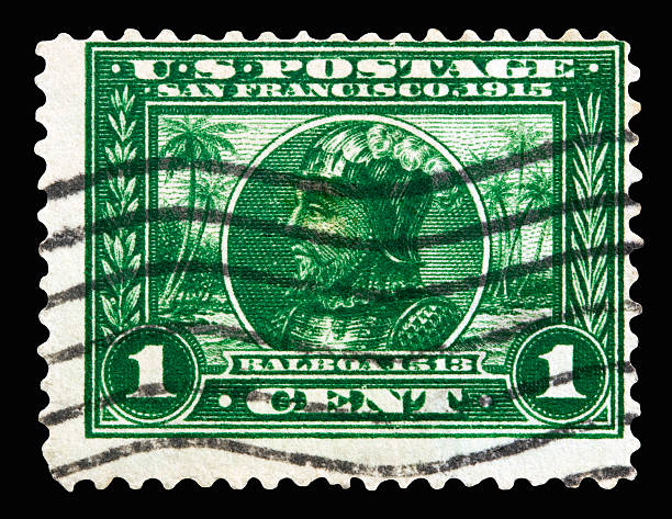 1913 de balboa - panama canal panama postage stamp canal fotografías e imágenes de stock