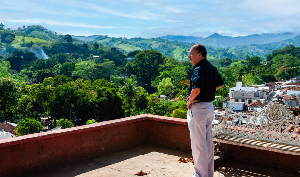 View to the Atlantic ocean and coastline in Samana, Dominican Republic