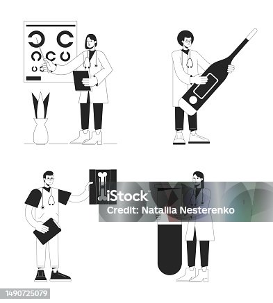 istock Medical services bw concept vector spot illustrations pack 1490725079