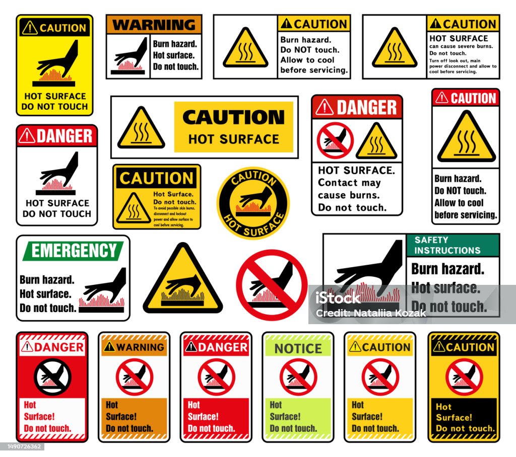 Caution Hot Surface Do Not Touch The Surface Sign Vector Illustration