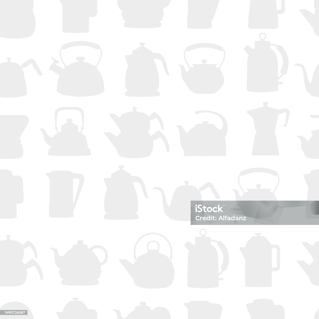 Kettle Pattern Seamless Pattern Collection Of Different Types Teapots Electric Coffee ...