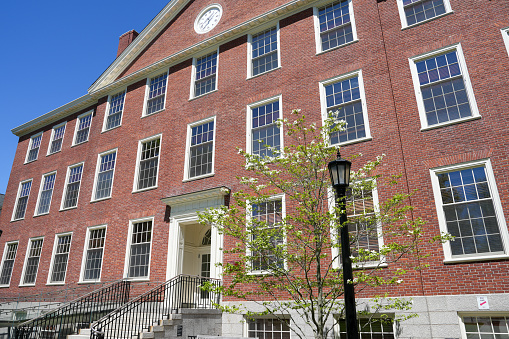 Harvard University landmarks history city life in Cambridge MA, street walk springtime, MIT