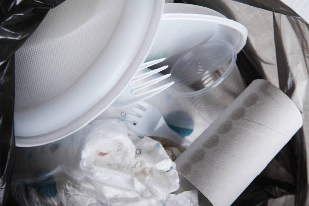 istock Garbage bag with waste, plastic and diapers close-up. Environment, ecology, zero waste. 1490726916