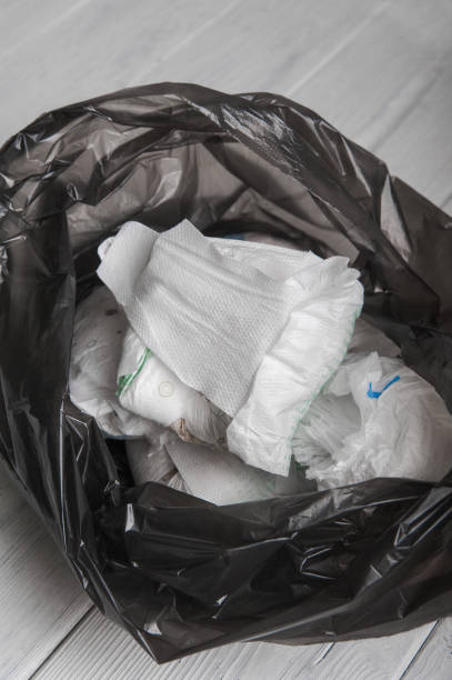 istock Garbage bag with waste, plastic and diapers close-up. Environment, ecology, zero waste. 1490726941