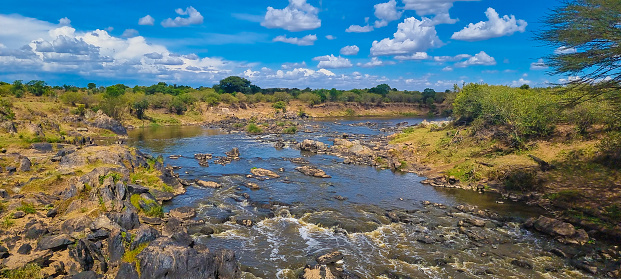 A beautiful portion of the magnificent Mara River. Landscape and a beautiful relaxing view