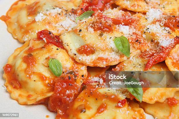 Ravioli Pasta Meal Stock Photo - Download Image Now - Ravioli, Tomato Sauce, Tomato