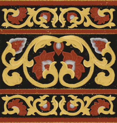 Antique floral pattern. Stylized medieval border. Template for textile, carpet, frame and any surface.