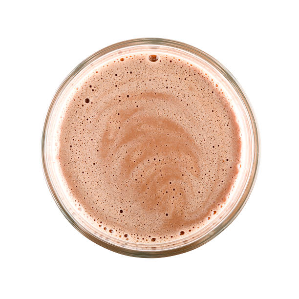 Chocolate milkshake from above Chocolate in glass chocolate shake stock pictures, royalty-free photos & images
