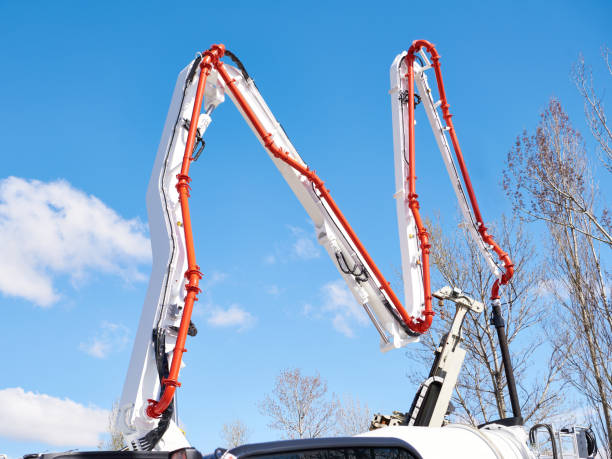 istock Hydraulic support for truck concrete pump 1490734052