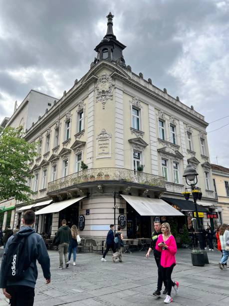 Knez Mihailova Street, Belgrade, Serbia Belgrade, Serbia - April 27, 2023:  Knez Mihailova Street, pedestrian street in city center, with shops and cafes, people on the street knez mihailova stock pictures, royalty-free photos & images