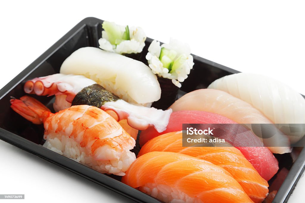 Sushi lunch box Sushi lunch box isolated on white Box - Container Stock Photo