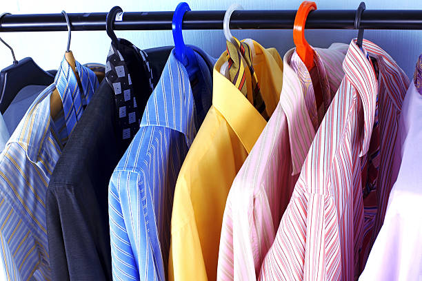istock Mix color Shirt and Tie on Hangers 149074169