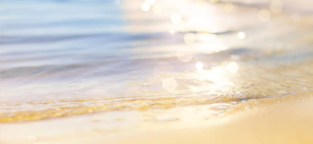 istock Abstract Ocean waves on the beach as background. Beautiful natural summer holidays holidays background. sunset over sandy beach and sea with blue water waves 1490744498