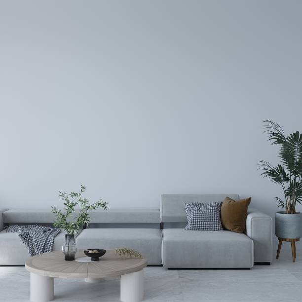 istock Modern Interior Mockup, Blank Wall, Frameless Wall Mockup 1490746386