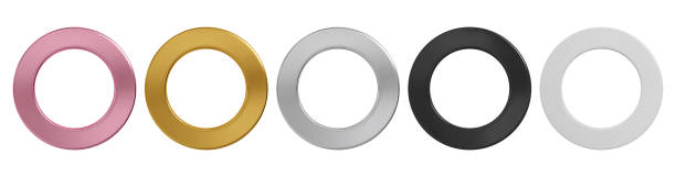 istock Black, white, silver and golden rings set. Realistic 3d rings for modern design. 1490746988