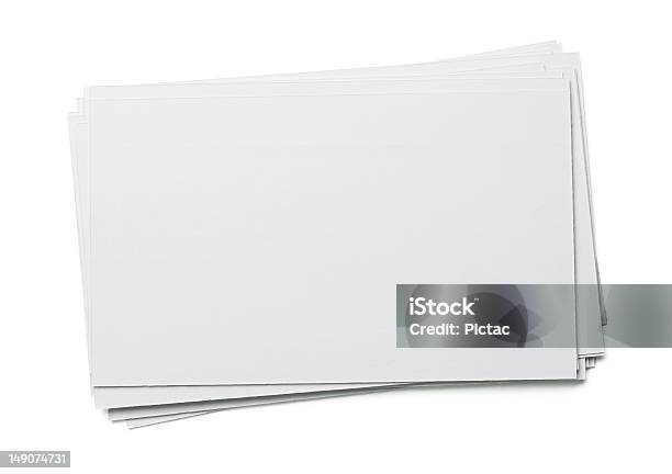 Branco Cartão De Índice - Fotografias de stock e mais imagens de Cartão Indexado - Cartão Indexado, Branco, Fundo Branco