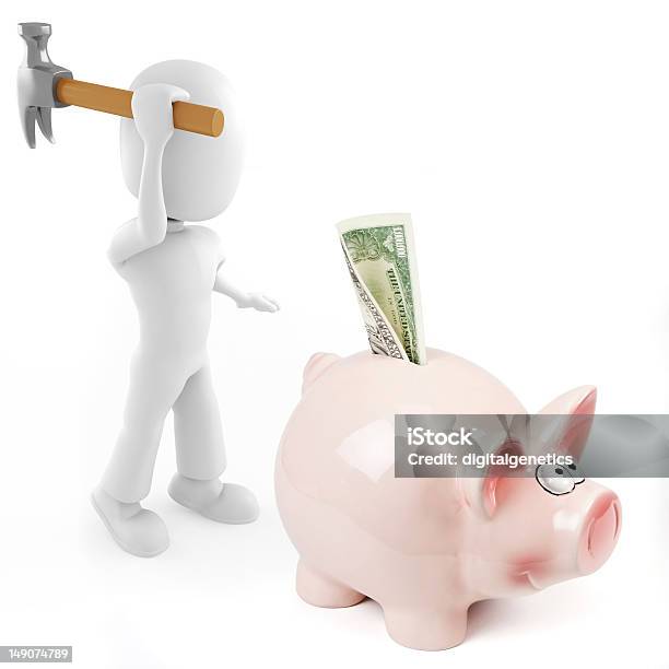 3 D Człowiek I Różowy Pigbank - zdjęcia stockowe i więcej obrazów Bankowość - Bankowość, Biznes, Domowe finanse