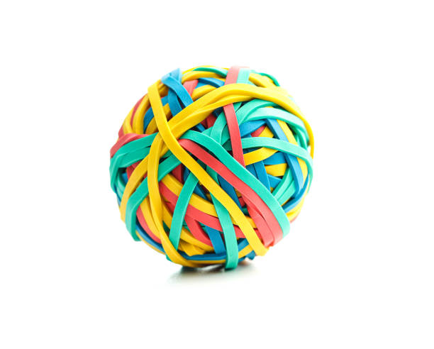 Colorful rubber bands ball isolated on the white background.