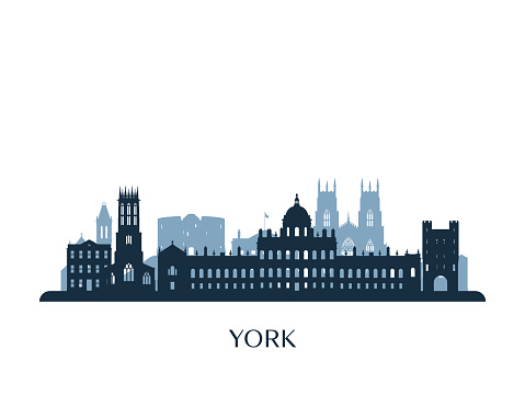 York skyline, monochrome silhouette. Vector illustration.