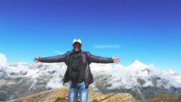 Zermatt, Switzerland - August 21, 2012: In 2012, After enjoying the sights made matterhorn mountain peak output